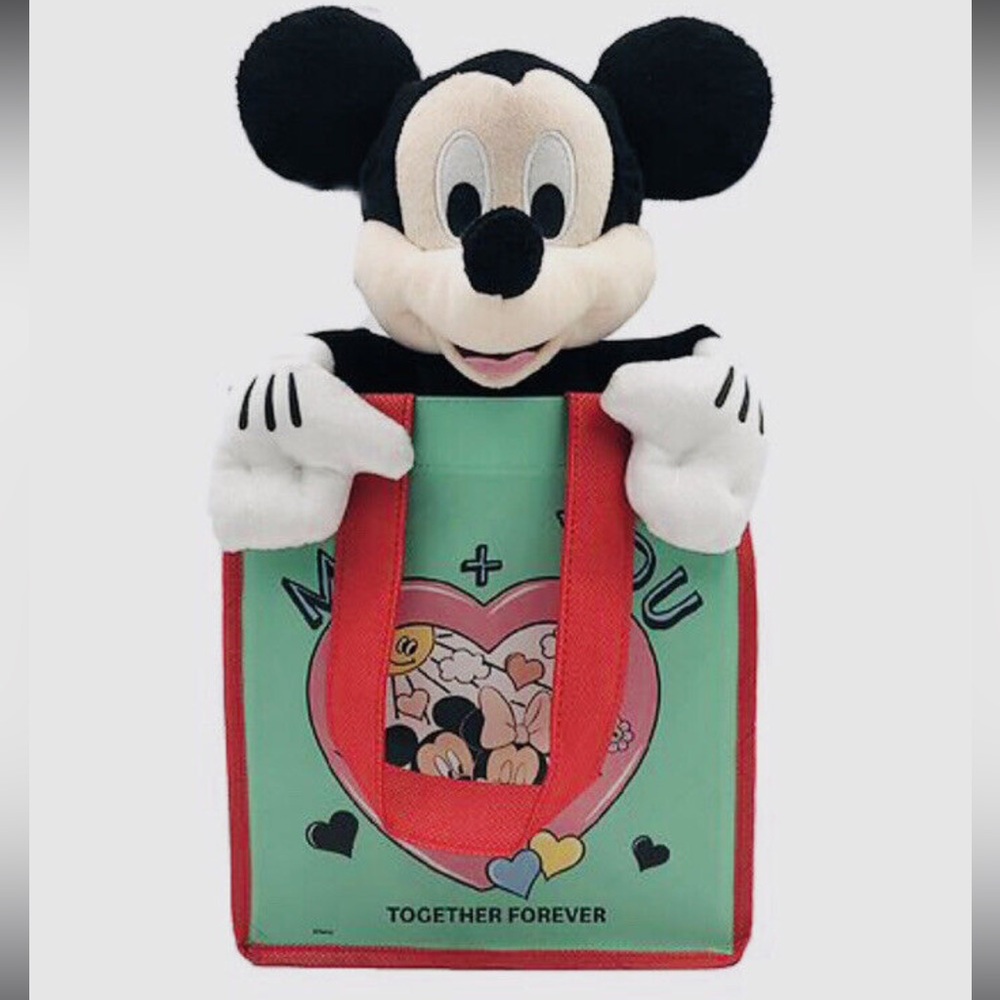 Disney Mickey Mouse Valentine Gift Set Plush Toy in a Fabric Gift Bag, 12”